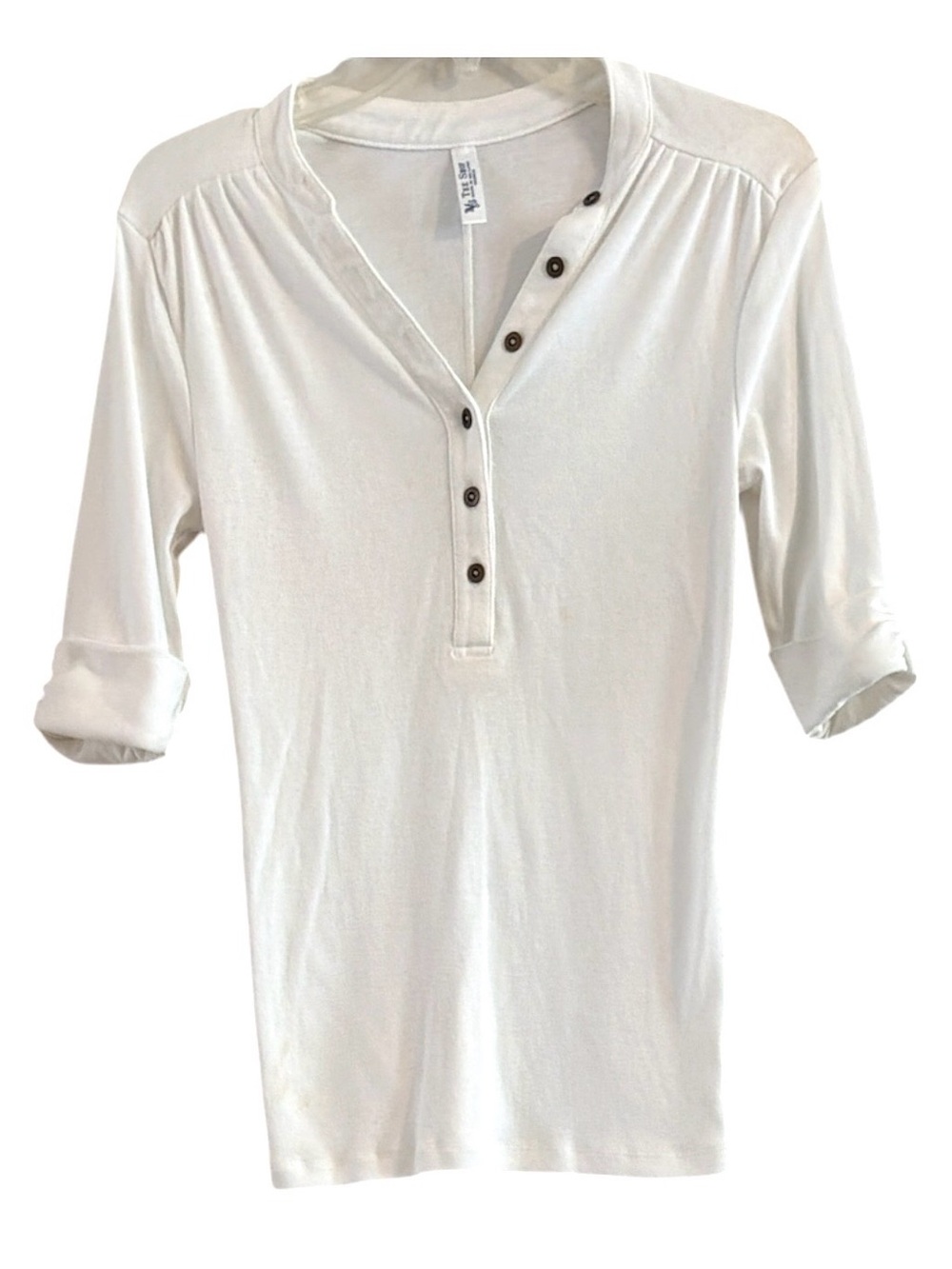Vintage Victoria's Secret Tee Shop White Asymmetrical Henley Top M